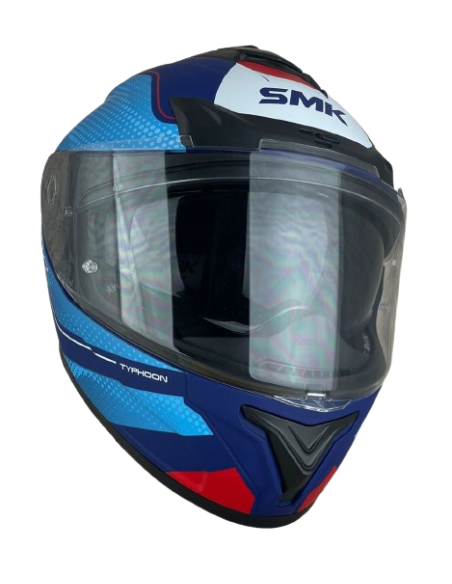 SMK HELMETS Casco Integral Modelo Typhoon Mystic Decorado Mate Azul Totalmente Homologado