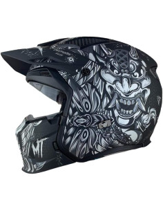 MT Helmets Casco Trial HELLISH B2 Mate Modelo STREETFIGHTER SV S Color Negro y Blanco Mate 22.06