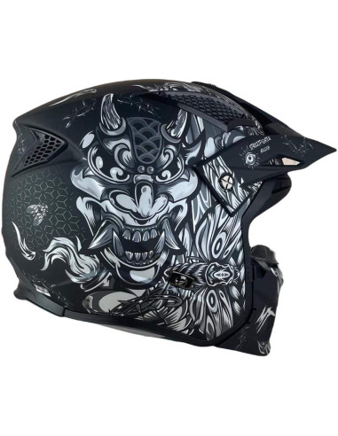 MT Helmets Casco Trial HELLISH B2 Mate Modelo STREETFIGHTER SV S Color Negro y Blanco Mate 22.06