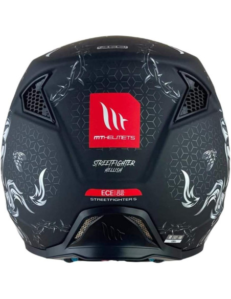 MT Helmets Casco Trial HELLISH B2 Mate Modelo STREETFIGHTER SV S Color Negro y Blanco Mate 22.06