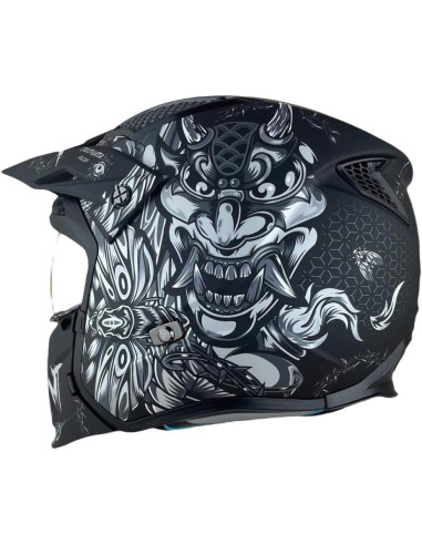 MT Helmets Casco Trial HELLISH B2 Mate Modelo STREETFIGHTER SV S Color Negro y Blanco Mate 22.06