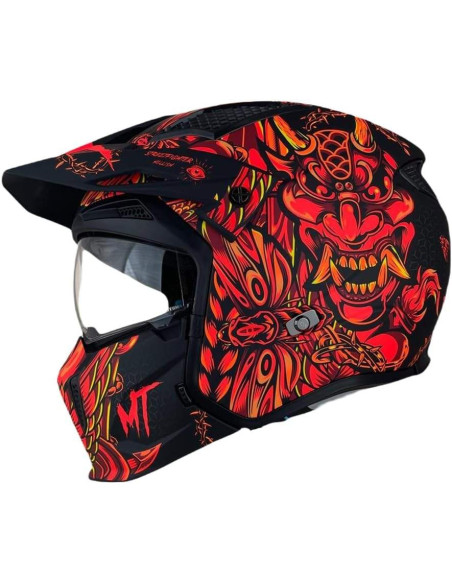 MT Helmets Casco Trial HELLISH Modelo STREETFIGHTER SV B5 Color Rojo y Negro Mate 22.06