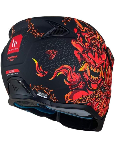 MT Helmets Casco Trial HELLISH Modelo STREETFIGHTER SV B5 Color Rojo y Negro Mate 22.06