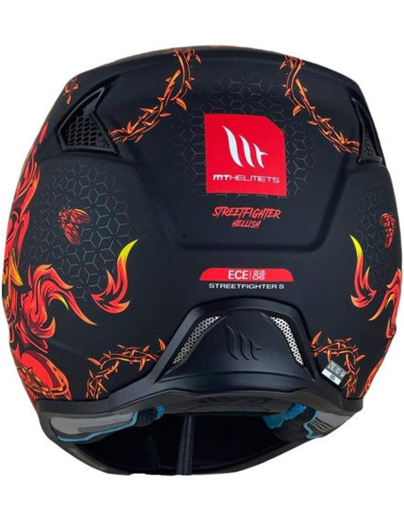 MT Helmets Casco Trial HELLISH Modelo STREETFIGHTER SV B5 Color Rojo y Negro Mate 22.06