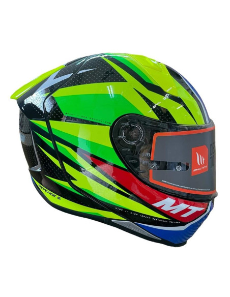 MT HELMETS CASCO OUTLET REVENGE 2 VERDE Y AZUL CASCO DE EXPOSICIÓN 22.05 TALLA XL