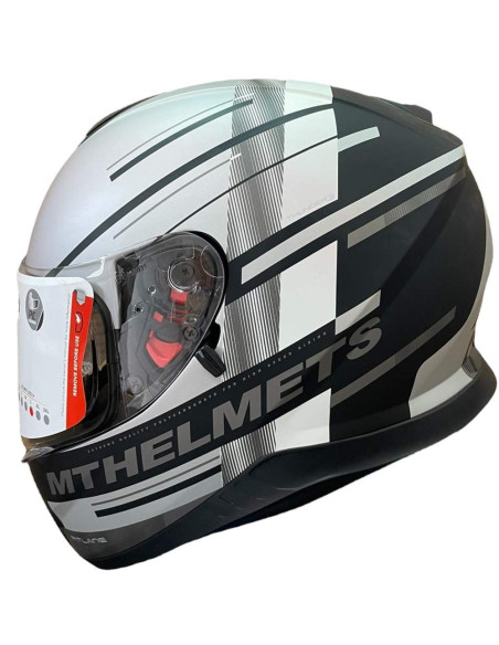 MT HELMETS Casco Exposición OUTLET THUNDER 3 PITLANE Blanco y Negro Talla L