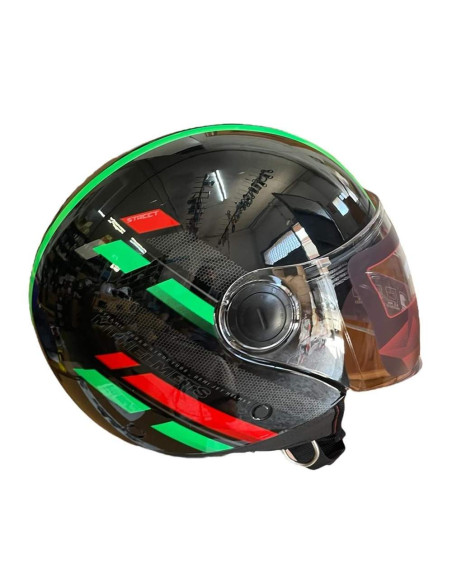 MT HELMETS Casco Exposición OUTLET STREET ITALIAN Negro Verde y Rojo Talla L