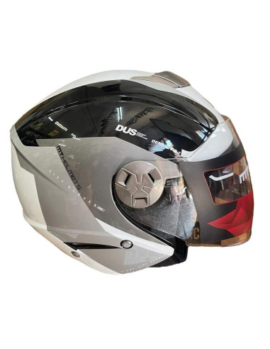 MT HELMETS Casco Exposición OUTLET CITY ELEVEN Blanco y Negro Talla XL
