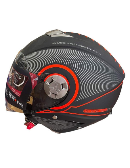 MT HELMETS Casco Exposición OUTLET CITY ELEVEN Negro Mate y Naranja Fluor Talla L