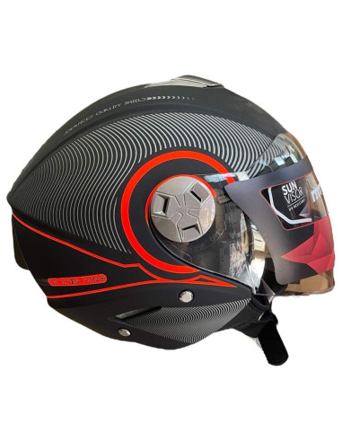 MT HELMETS Casco Exposición OUTLET CITY ELEVEN Negro Mate y Naranja Fluor Talla L