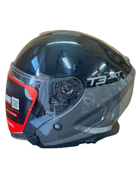 MT HELMETS Casco Exposición OUTLET THUNDER 3 JET Negro Gris Talla S