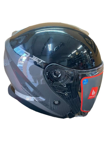 MT HELMETS Casco Exposición OUTLET THUNDER 3 JET Negro Gris Talla S