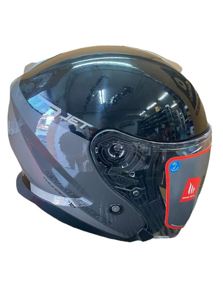 MT HELMETS Casco Exposición OUTLET THUNDER 3 JET Negro Gris Talla S