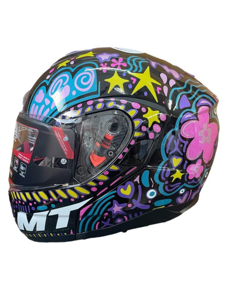 MT HELMETS Casco Exposición OUTLET ATOM Negro Rosa y Lila Talla XXL