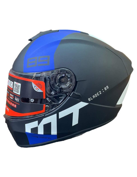 MT HELMETS Casco Exposición OUTLET BLADE 2 Negro Mate y Azul Talla L