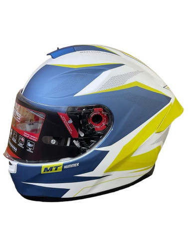 MT HELMETS Casco Exposición OUTLET HUMMER Blanco y Azul Mate Talla M