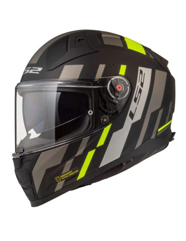 LS2 HELMETS Casco Integral FF811 VECTOR II TRON M.BLACK H-V YELLOWCE 22.06 HOMOLOGACIÓN