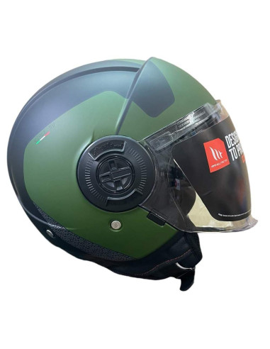 MT HELMETS Casco Exposición OUTLET VIALE SV Negro y Verde Mate Talla S