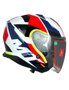 MT HELMETS Casco OUTLET Exposición THUNDER 3 Blanco Rojo Azul y Amarillo Talla S 2