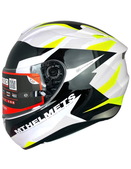 MT HELMETS Casco OUTLET Exposición TARGO Blanco Negro y Amarillo Talla L