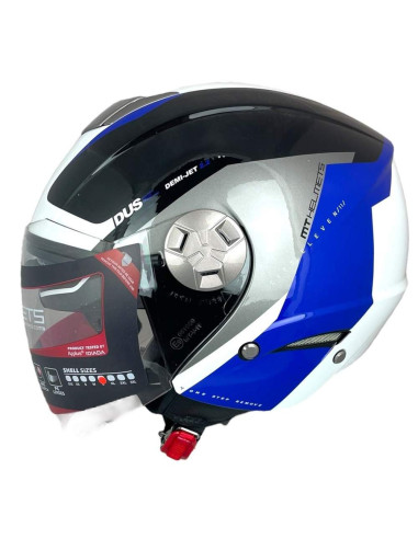 MT HELMETS Casco OUTLET Exposición CITY ELEVEN Blanco y Azul Talla L