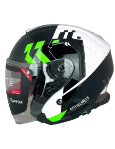 MT HELMETS Casco OUTLET Exposición THUNDER 3 JET VENUS Blanco Negro y Verde Talla XL