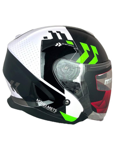 MT HELMETS Casco OUTLET Exposición THUNDER 3 JET VENUS Blanco Negro y Verde Talla XL