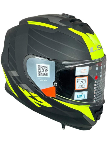 LS2 HELMETS Casco OUTLET Exposición STORM 2 Negro Mate y Amarillo Talla XL