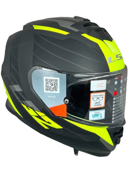 LS2 HELMETS Casco OUTLET Exposición STORM 2 Negro Mate y Amarillo Talla XL