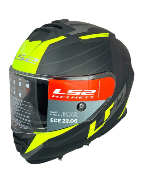 LS2 HELMETS Casco OUTLET Exposición STORM 2 Negro Mate y Amarillo Talla XL