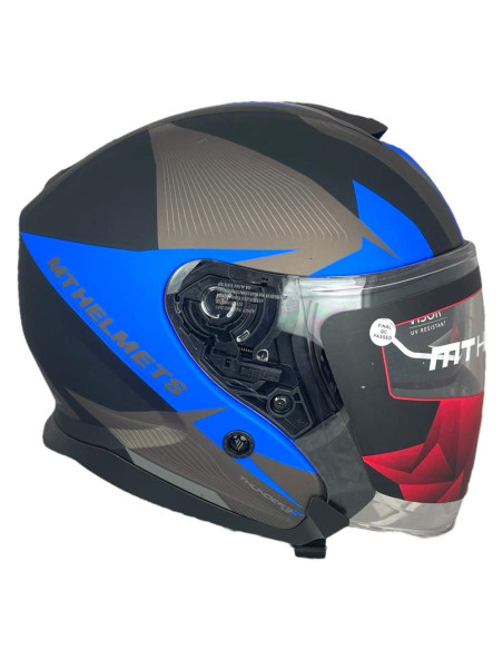 MT HELMETS Casco OUTLET Exposición THUNDER 3 Negro y Azul Talla S