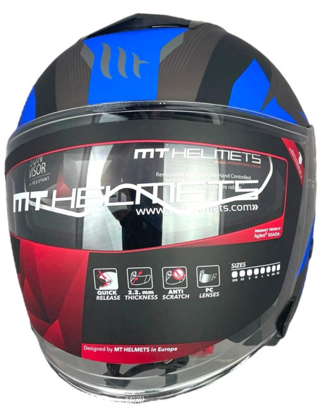 MT HELMETS Casco OUTLET Exposición THUNDER 3 Negro y Azul Talla S