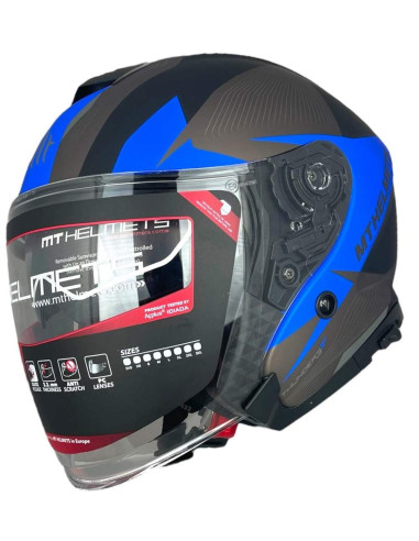 MT HELMETS Casco OUTLET Exposición THUNDER 3 Negro y Azul Talla S