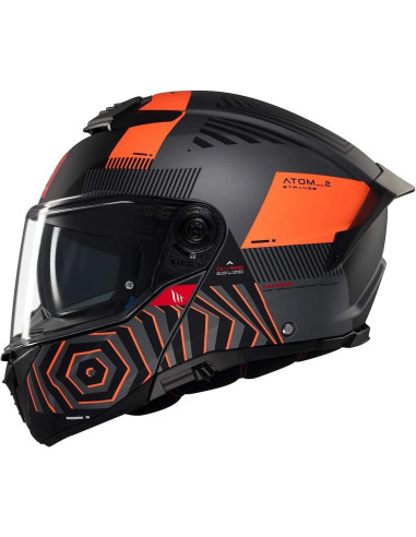 Casco MT Helmet Modular Modelo Atom 2 Destiny Color Naranja y Negro Mate