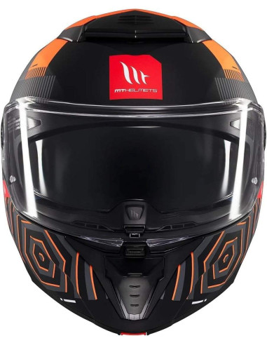 Casco MT Helmet Modular Modelo Atom 2 Destiny Color Naranja y Negro Mate