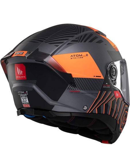 Casco MT Helmet Modular Modelo Atom 2 Destiny Color Naranja y Negro Mate