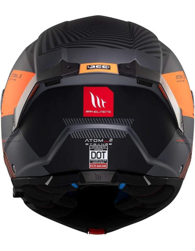 Casco MT Helmet Modular Modelo Atom 2 Destiny Color Naranja y Negro Mate