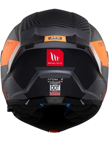 Casco MT Helmet Modular Modelo Atom 2 Destiny Color Naranja y Negro Mate