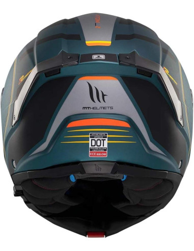 Casco MT Helmet Modular Modelo Atom 2 Destiny color Negro y Naranja Mate