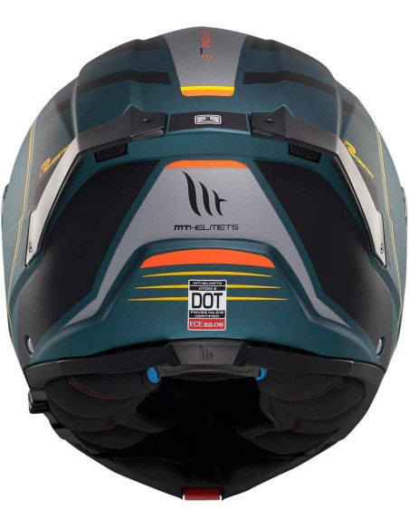 Casco MT Helmet Modular Modelo Atom 2 Destiny color Negro y Naranja Mate