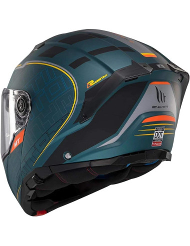 Casco MT Helmet Modular Modelo Atom 2 Destiny color Negro y Naranja Mate