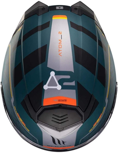 Casco MT Helmet Modular Modelo Atom 2 Destiny color Negro y Naranja Mate