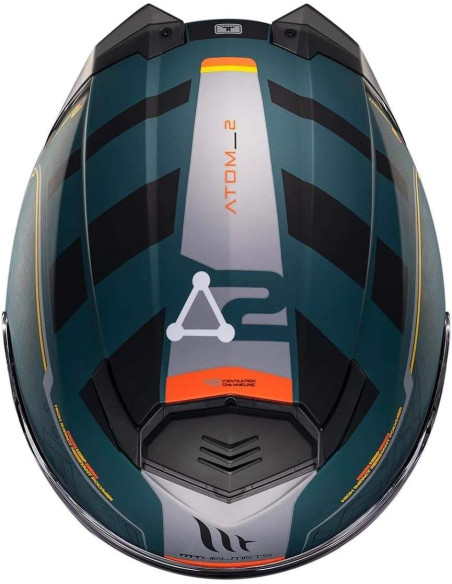 Casco MT Helmet Modular Modelo Atom 2 Destiny color Negro y Naranja Mate