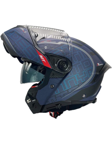 Casco MT Helmet Modular Modelo Atom 2 Destiny Color Azul Mate