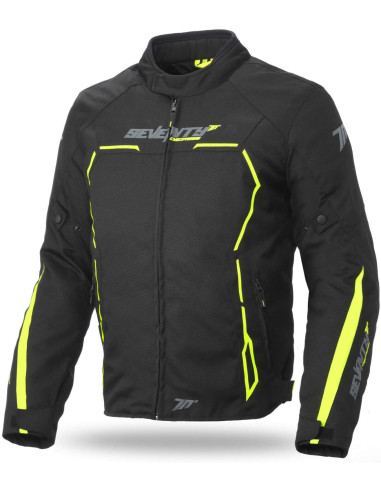 CHAQUETA SEVENTY DEGREES SD-JR65 TOURING NEGRA Y AMARILLO FLÚOR OUTLET