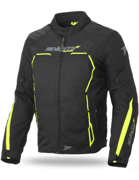 CHAQUETA SEVENTY DEGREES SD-JR65 TOURING NEGRA Y AMARILLO FLÚOR OUTLET