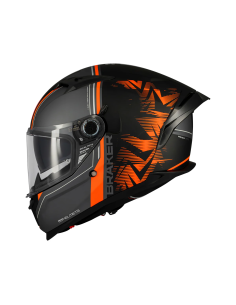 MT HELMETS Casco Integral BRAKER SV CHARM B4 Negro Mate y Naranja