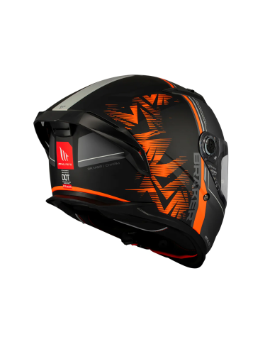 MT HELMETS Casco Integral BRAKER SV CHARM B4 Negro Mate y Naranja