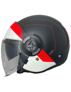 MT HELMETS Casco OUTLET Exposición VIALE SV Negro y Rojo Con Pequeños Defectos de Pintura Talla XXL