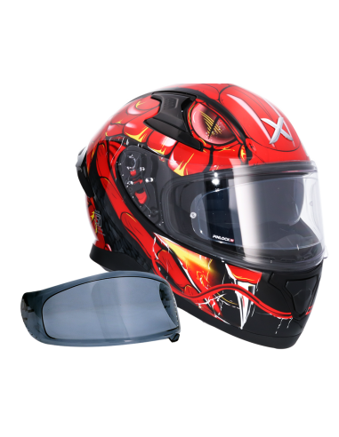 MT HELMETS Casco Integral AXOR APEX VENOMOUS DV Negro y Rojo